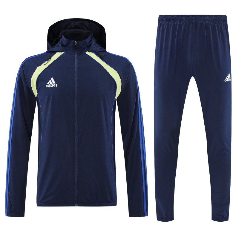 26/27 Adidas Navy Blue Full Zipper Hooded Jacket Tracksuit + Long Pants