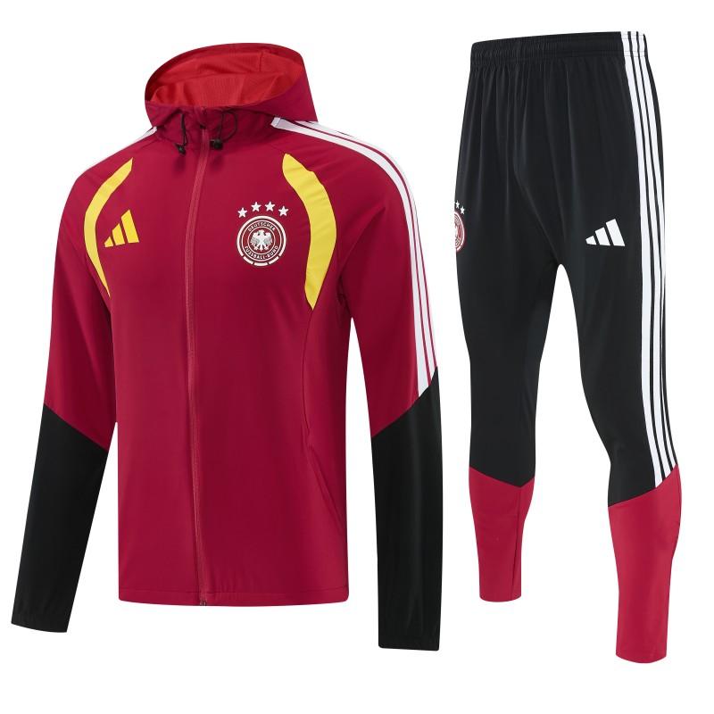 26/27 Germany Red Full Zipper Jacket Tracksuit + Long Pants