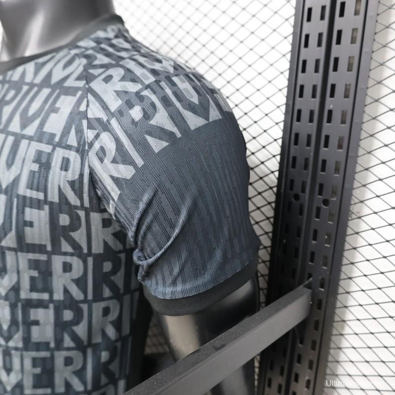 Player Version 26/27 River Plate Away Black with All-Over Letter Print Jersey