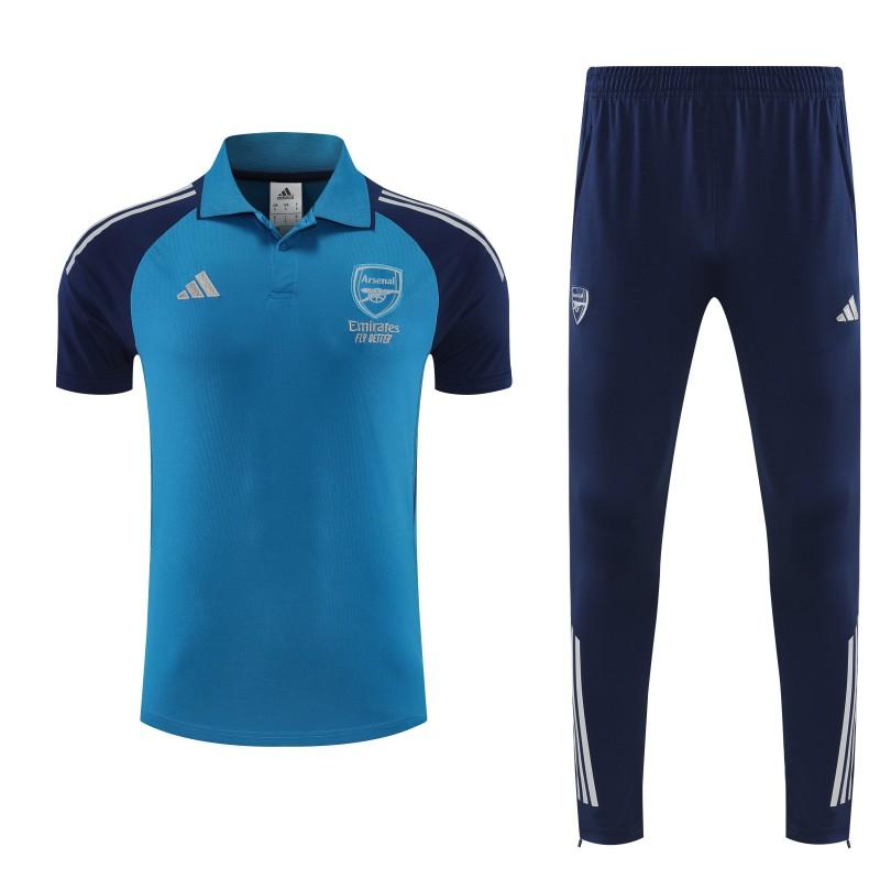 26/27 Arsenal Blue   Polo Training Shirt + Long Pants Tracksuit