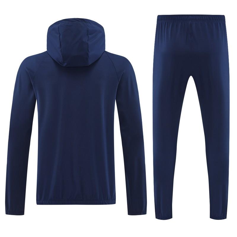 26/27 Nike Navy Blue With White logo Full Zipper Hooded Jacket Tracksuit + Long Pants