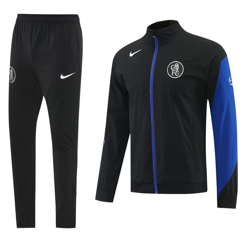 26/27 Chelsea Black Full Zipper Hooded Jacket Tracksuit + Long Pants