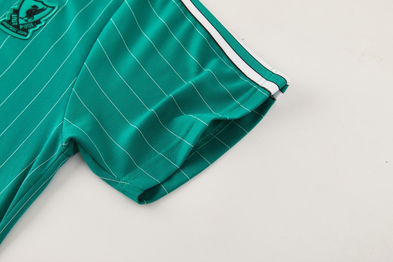 26/27 Liverpool   Green Pinstripe  Short Sleeve+Soccer Shorts