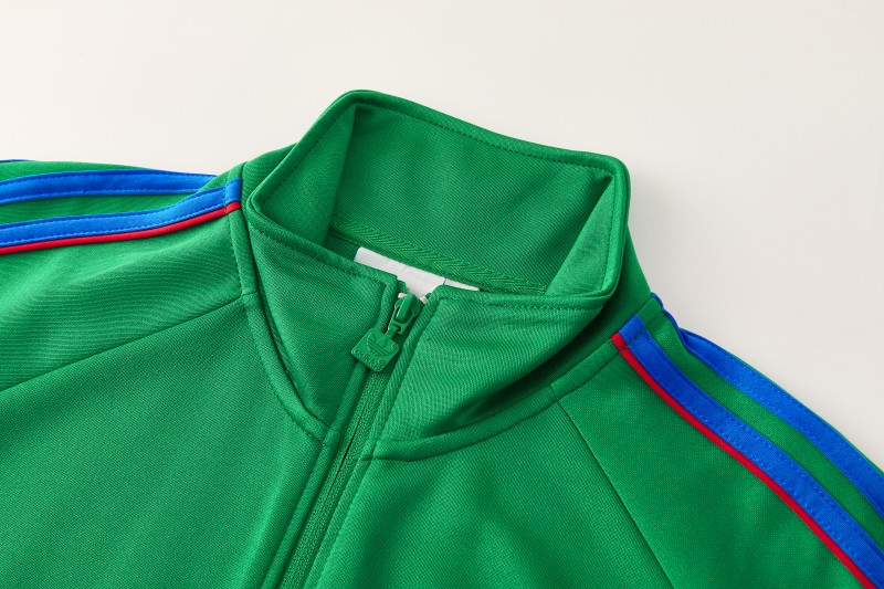 26/27 Adidas Originals Green  Full Zipper Jacket Tracksuit + Royal Blue  Long Pants