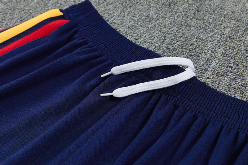 2026 Spain Navy Blue Multi-Color Diagonal Stripe Short Sleeve+Soccer Shorts