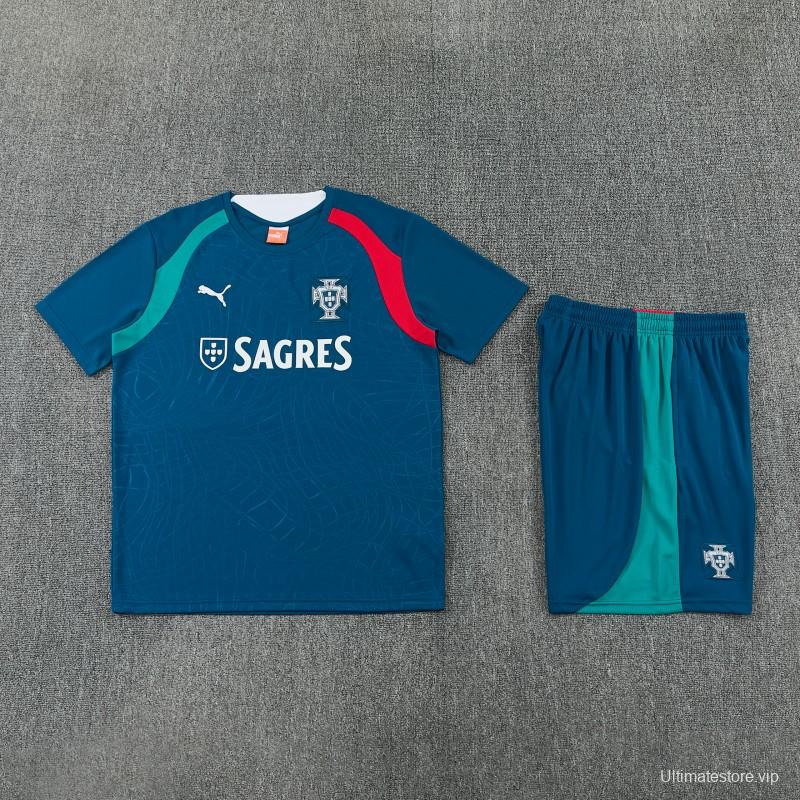 26/27 Portugal Dark Teal  Short Sleeve+Soccer Shorts