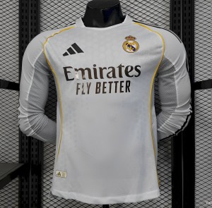 2025/26 Player Version Real Madrid Home Long Sleeves Jersey