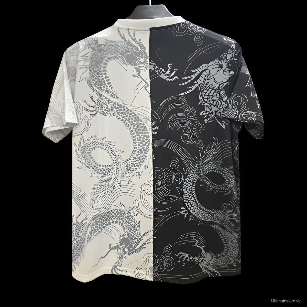 25/26 Real Madrid Black and White with Split Dragon Design Jersey