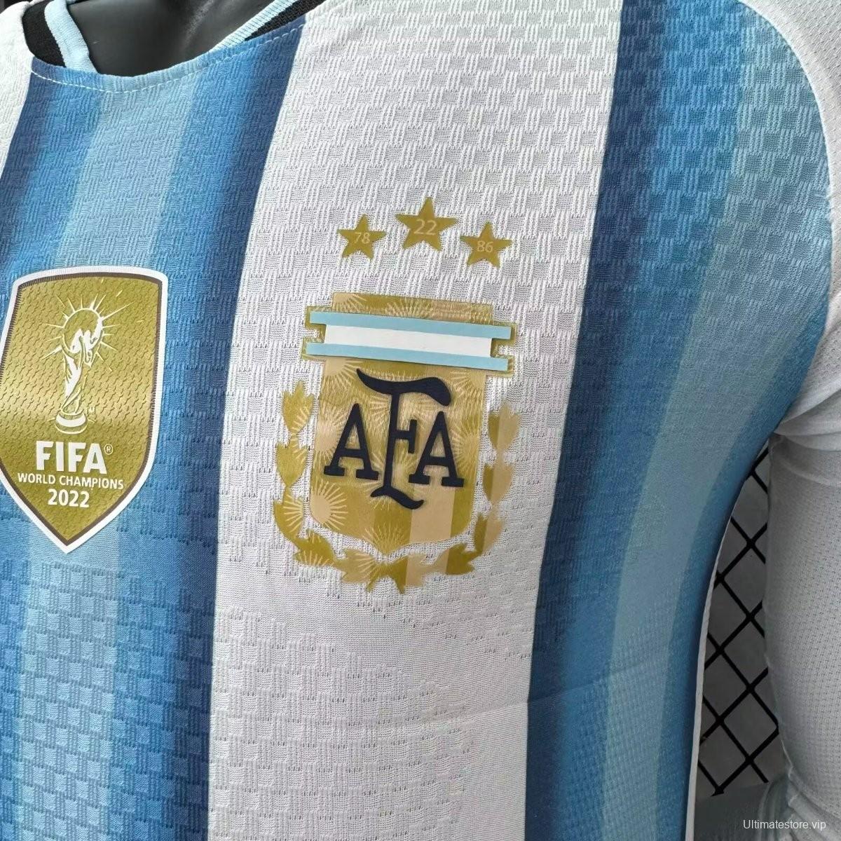 Player Version 2026 Argentina Home Long Sleeve Jersey
