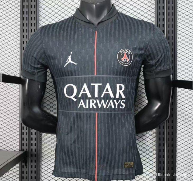 25/26 Player Version  Paris Saint-Germain Away Dark Grey with Vertical Stripe Pattern Jersey