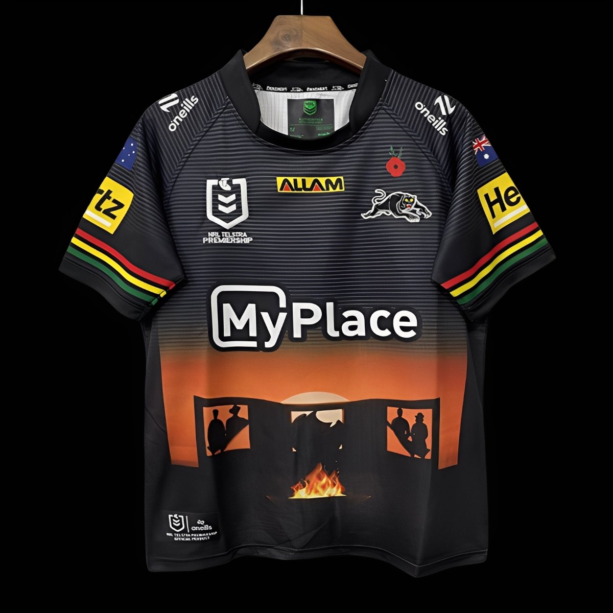 25/26 Penrith Panthers Black with ANZAC Commemoration Design Jersey