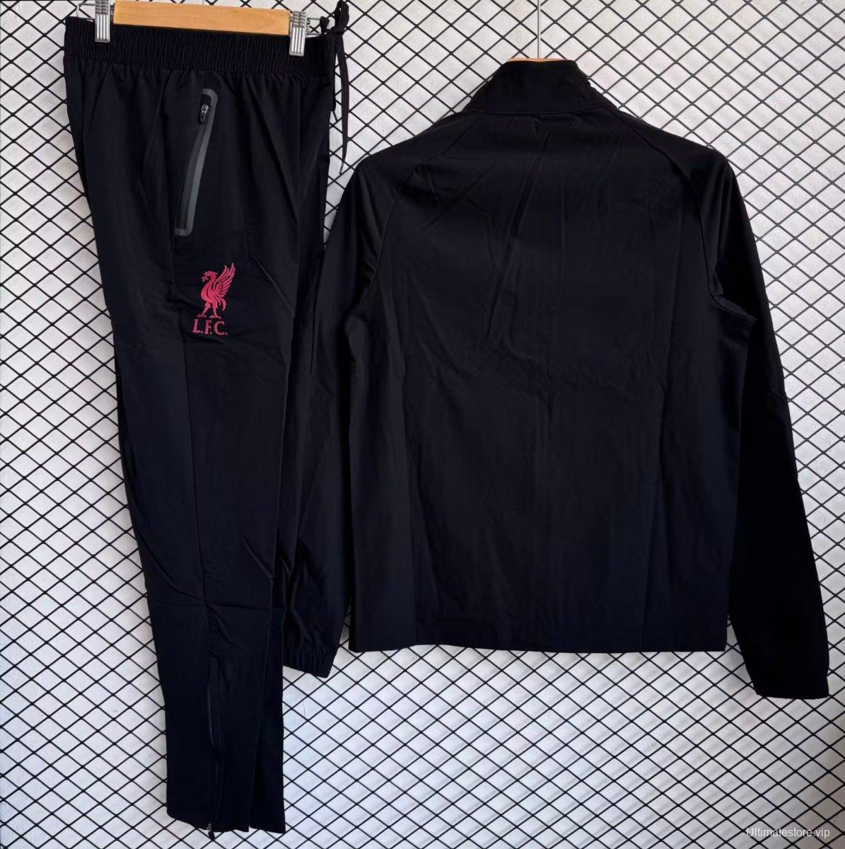 25/26 Liverpool Black with Pink Full zipper Jacket Tracksuit+ long pants