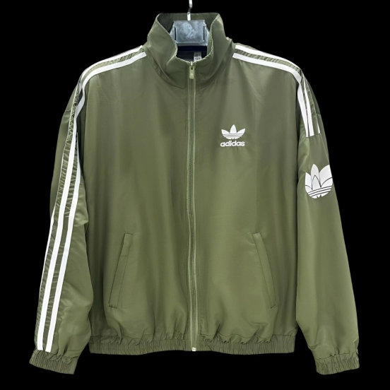 2026 Adidas Green Full Zipper Windbreaker