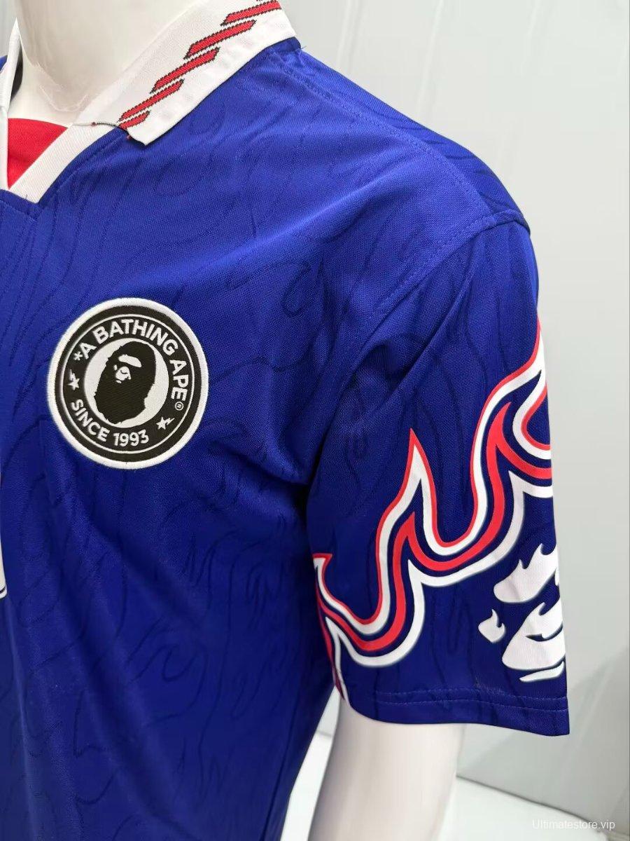 2026 A BATHING APE BAPE X Adidas Flame BLue Jersey