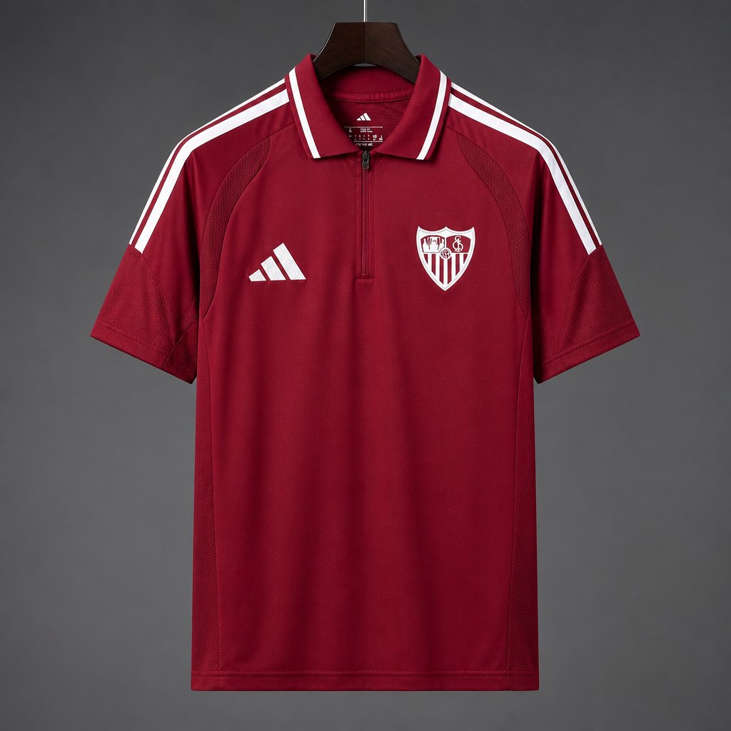26/27 Sevilla Training Burgundy Polo Jersey